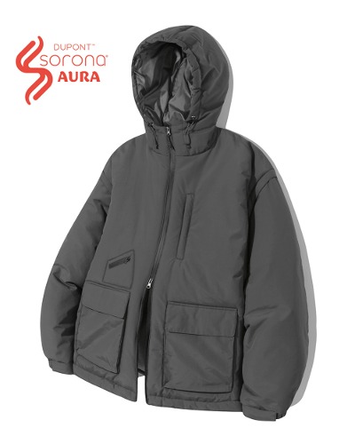 (VLAD) 2WAY AUTHENTIC HOODY PADDED JACKET_CHARCOAL GRAY