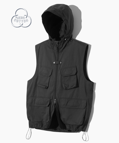 2WAY WASHED UTILITY VEST_CHACOAL GRAY