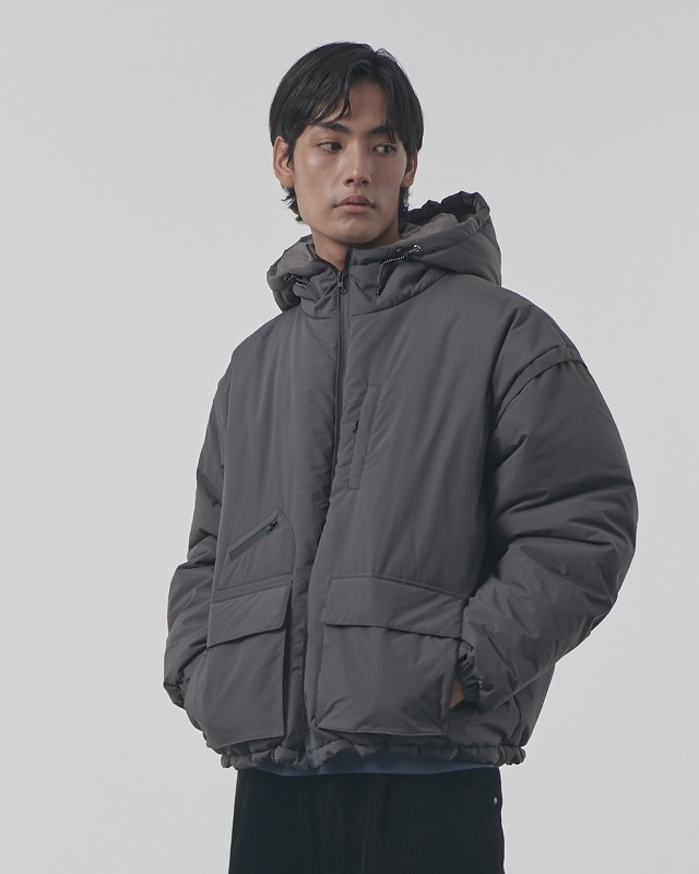 (VLAD) 2WAY AUTHENTIC HOODY PADDED JACKET_CHARCOAL GRAY