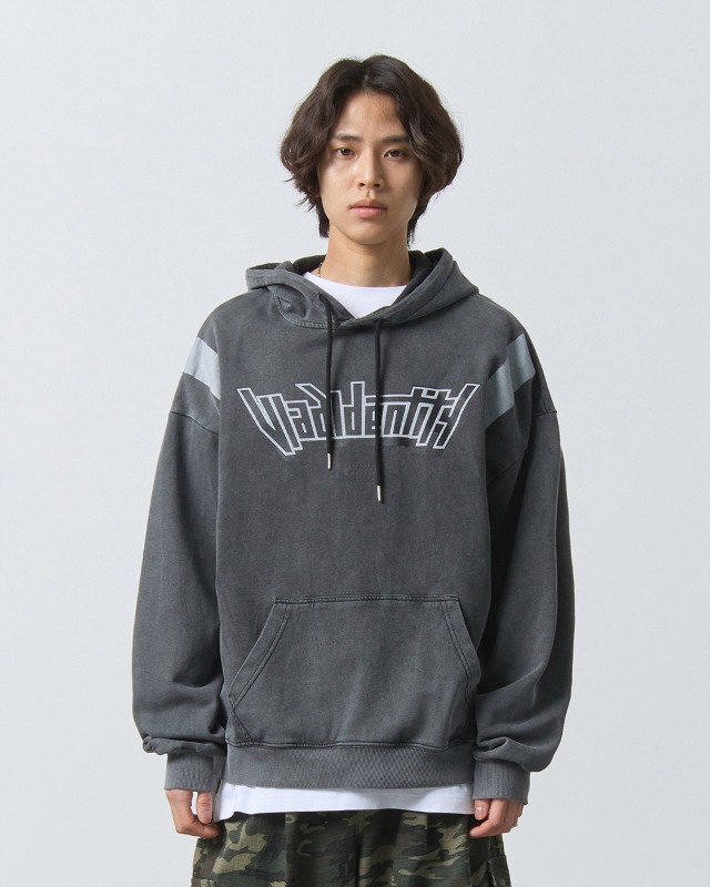 (VLAD) TYPE-B PIGMENT IDENTITY HOODED T-SHIRT_CHACOAL GRAY